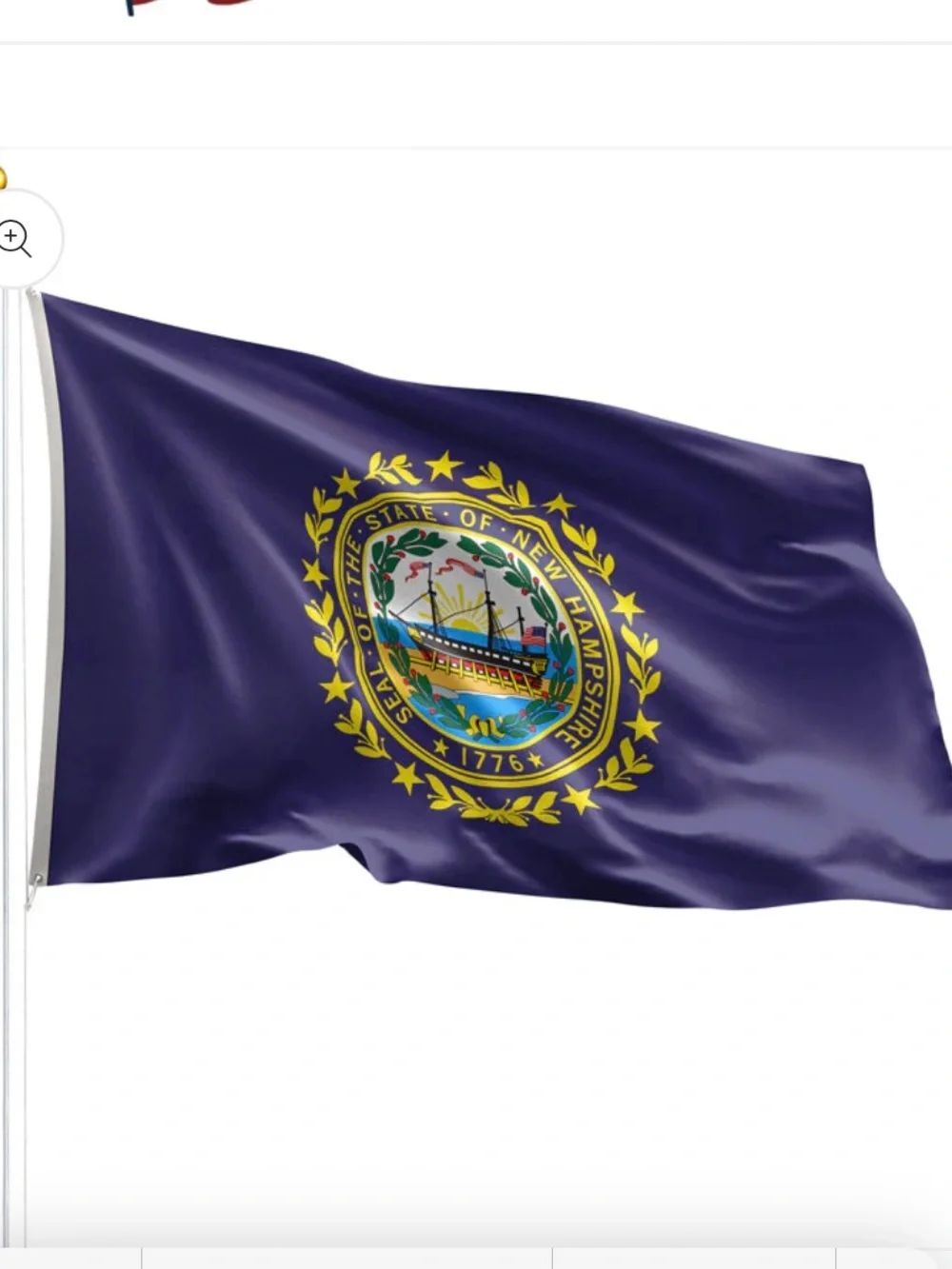 New Hampshire State Flag - Nautical Navy Blue & Gold (62” x 35” Approx)